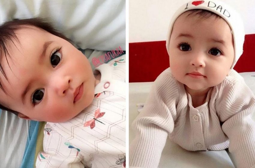  Five years ago, a baby with very beautiful eyes was born. What does the girl look like now?