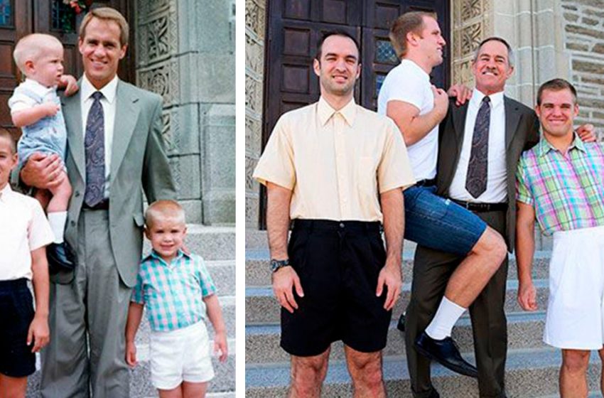  They grew up and recreated their childhood photos