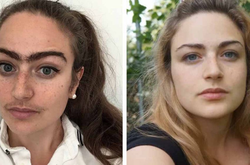  A Dane refuses to shave a mustache and monobrow and accepts herself as she is