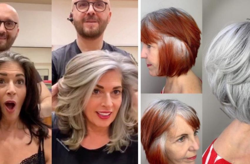  La stilista fa miracoli con i capelli grigi delle sue clienti: incredibili trasformazioni da una specialista talentuosa!