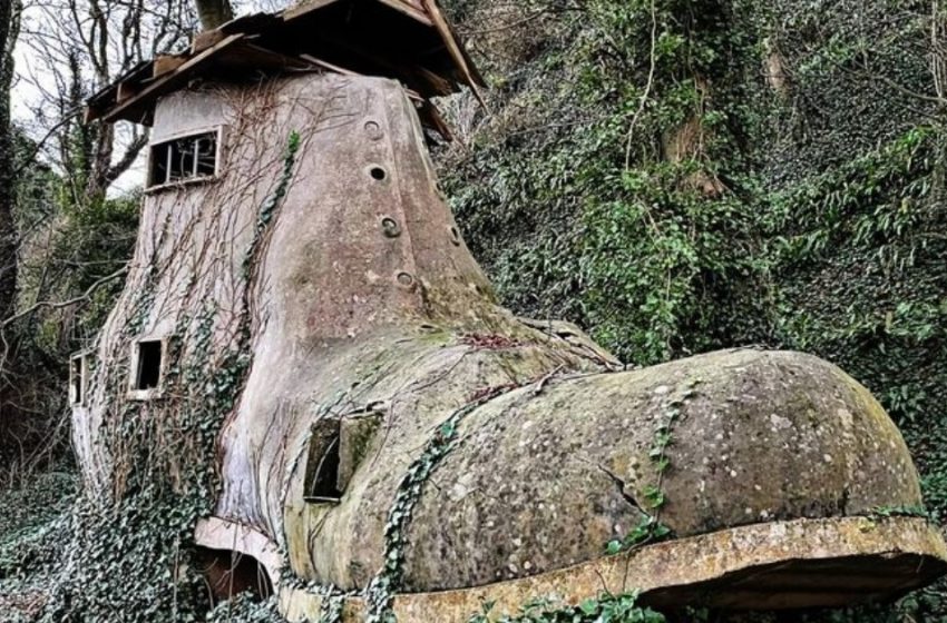  “Una casa misteriosa e antica”: un gruppo di turisti ha camminato nella foresta e ha trovato accidentalmente una struttura a forma di scarpa!