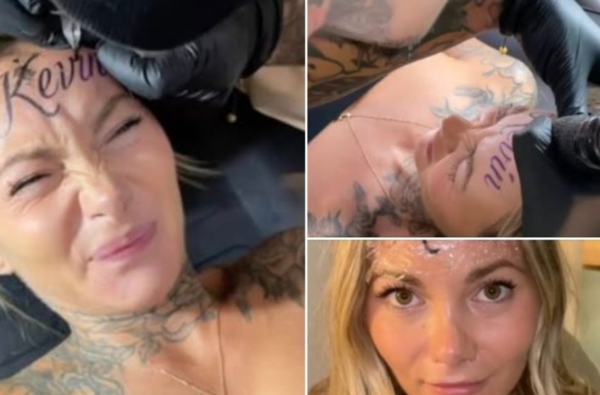  Donna scatena il web dopo essersi tatuata il nome del fidanzato sulla fronte! Amore folle o errore epico?