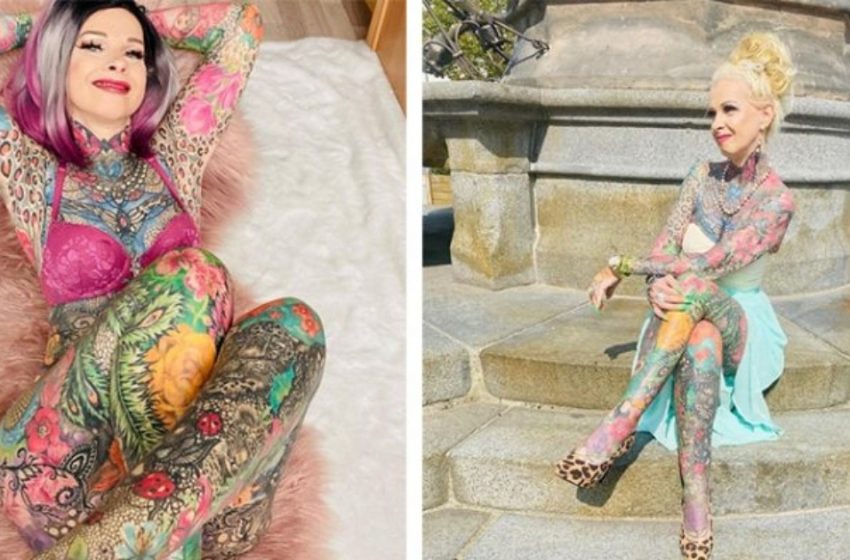 «Il suo corpo è interamente ricoperto di tatuaggi dalla testa ai piedi»: la 56enne amante dei tatuaggi ha mostrato com’era prima della sua incredibile trasformazione!