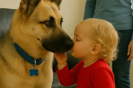 La bambina baciò il cane, che era diventato il suo amico più caro. Quello che il cane fece in risposta fece fermare il cuore della madre.