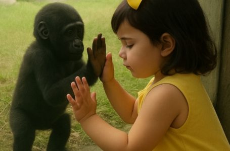 La bambina salutò il piccolo gorilla con la mano, ma i suoi genitori reagirono con scetticismo. Poi accadde qualcosa… Qualcosa che avrebbe cambiato la loro famiglia per sempre.