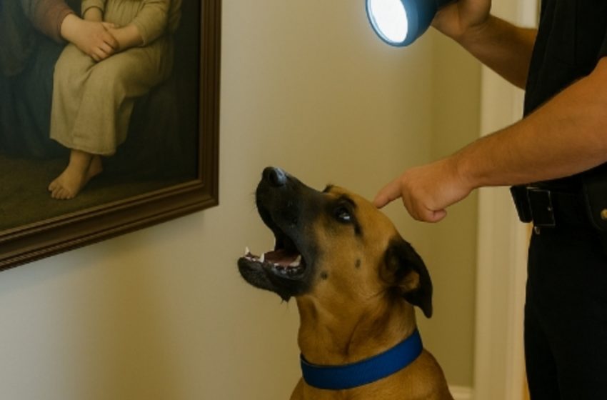 Durante la perquisizione della casa, il cane cominciò ad abbaiare furiosamente contro un vecchio quadro.