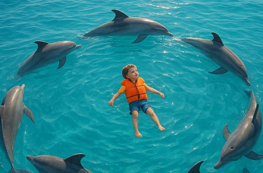  Quando il bambino cadde dalla barca, tutti pensarono che non ci fosse più speranza… ma un minuto dopo, il mare prese letteralmente vita intorno a lui.